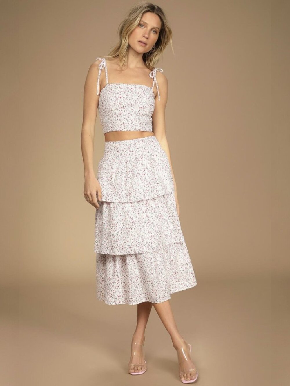 NWT Lulus Top Tier Babe Pink Floral Embroidered Sleeveless Midi Dress (size S)